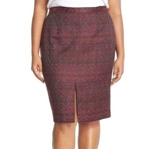 Halogen Purple Black Geometric Career Pencil Skirt